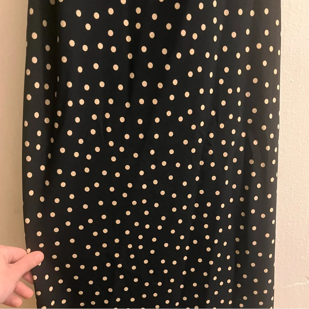 abercrombie & fitch black & white polka dot sleeveless backless midi dress